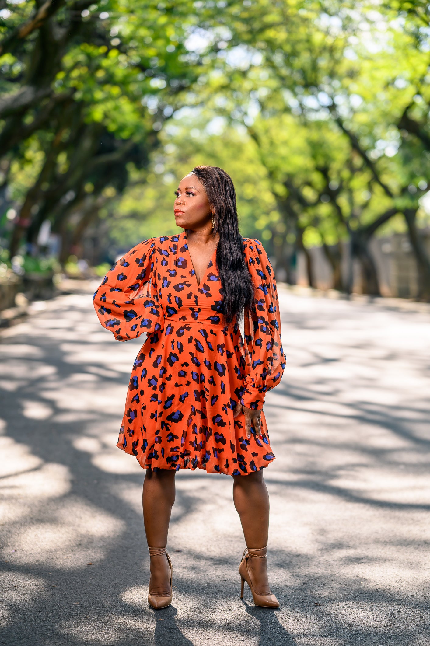 Orange Print Dress
