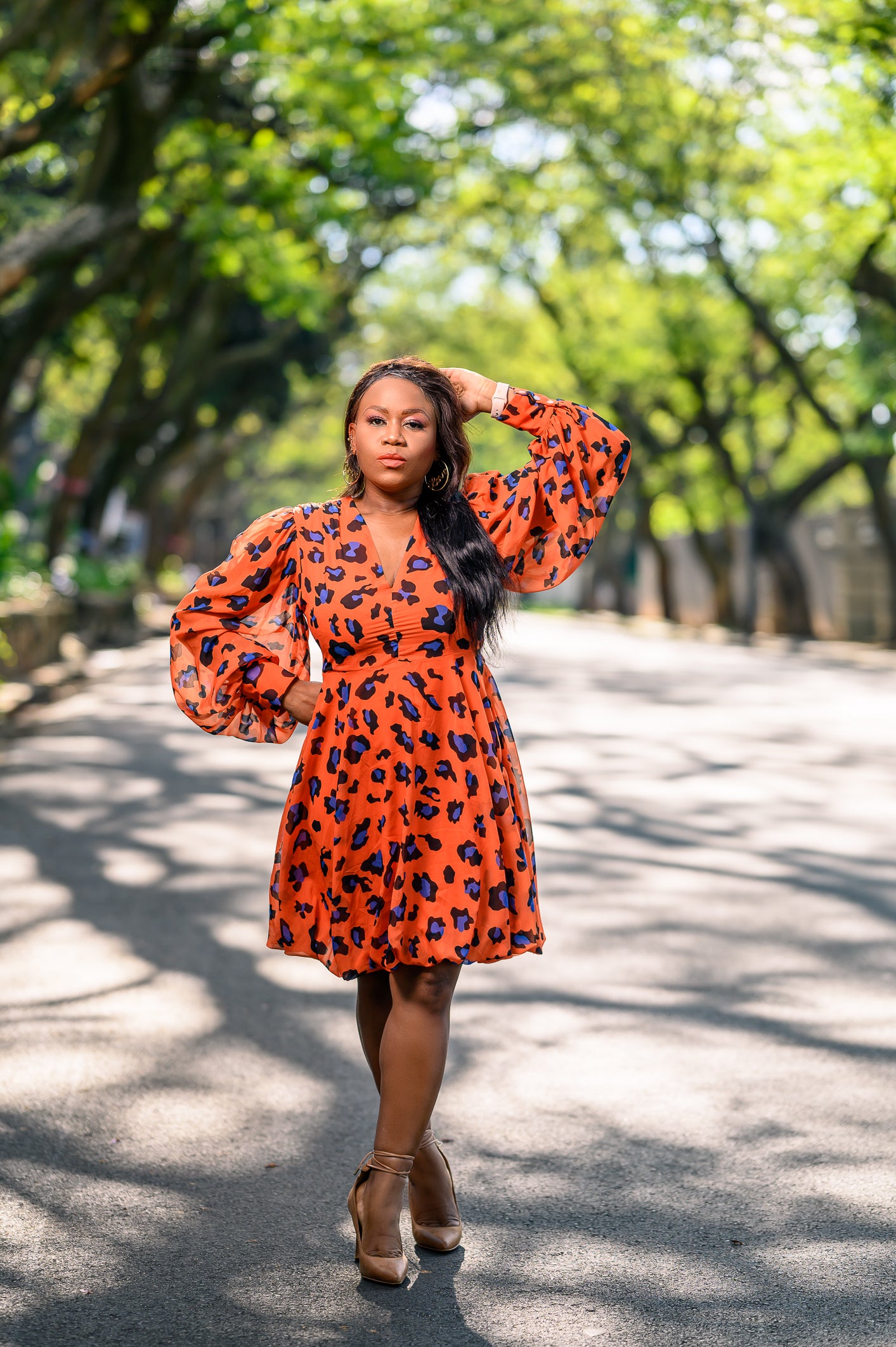 Orange Print Dress