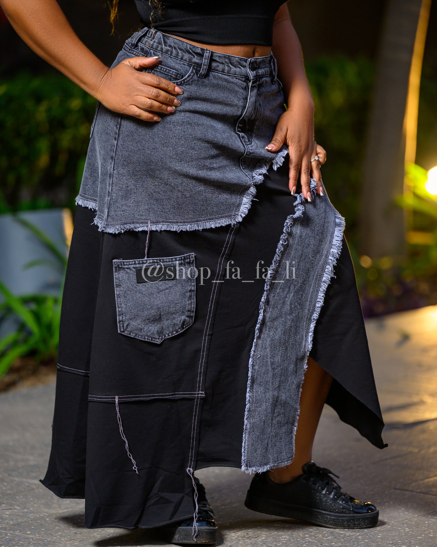 Denim Black Skirt