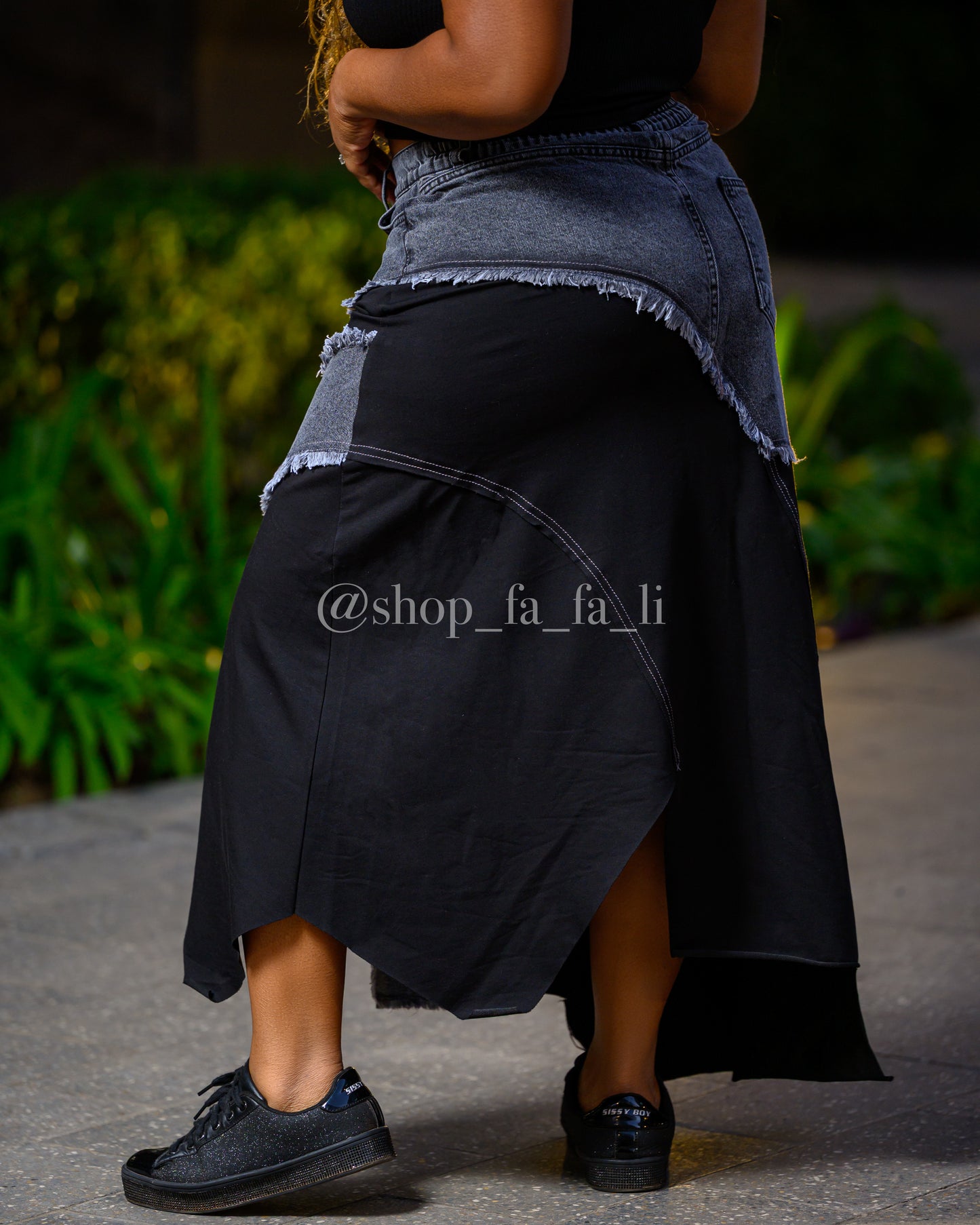 Denim Black Skirt