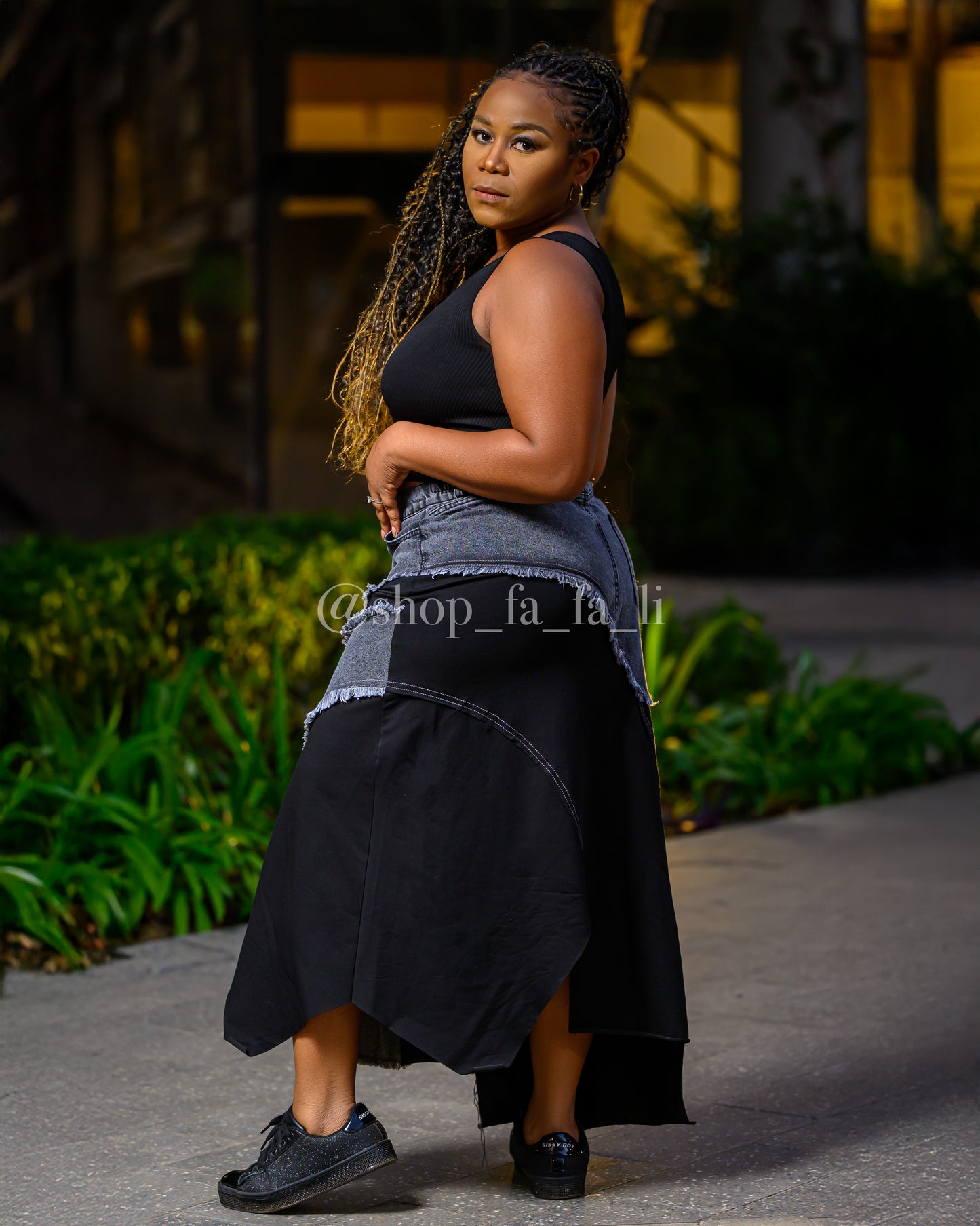Denim Black Skirt