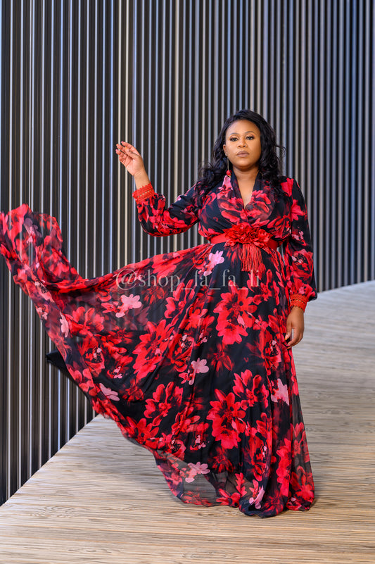 Red  Floral Dress