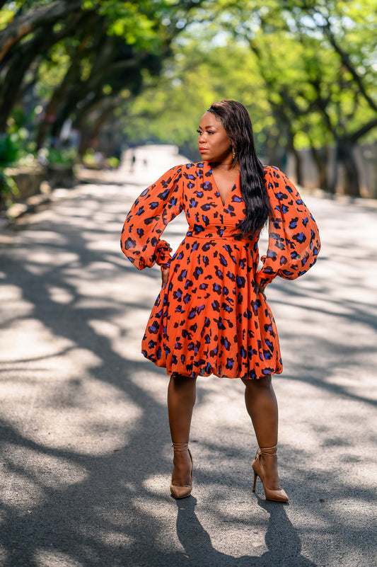 Orange Print Dress