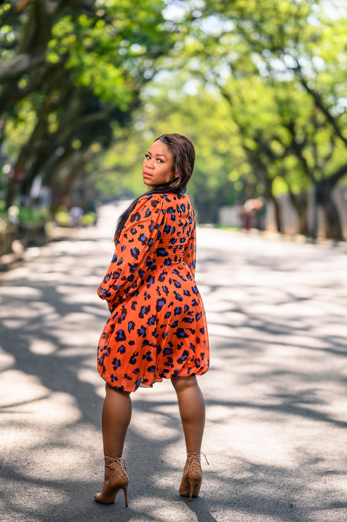 Orange Print Dress