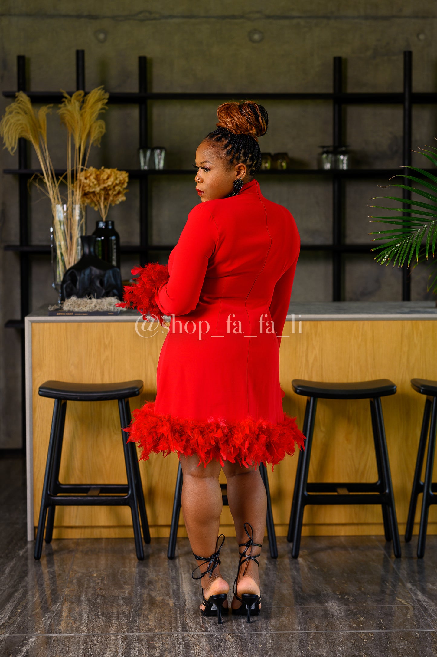 Red Dress with Fur