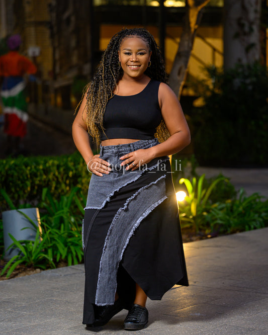 Denim Black Skirt