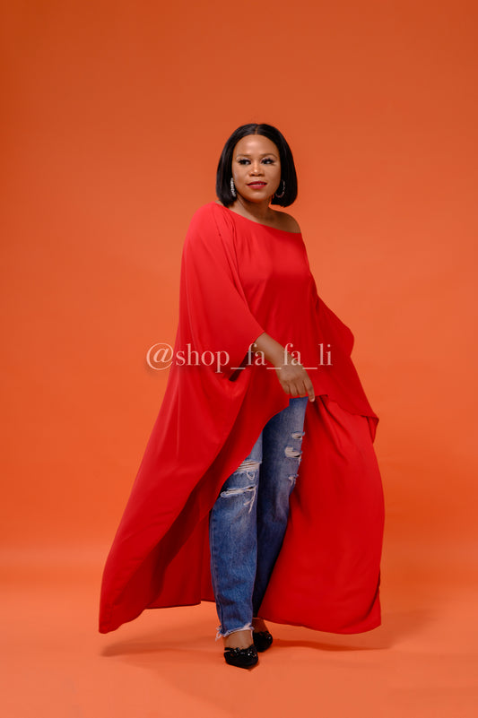 Red Half Cape Top